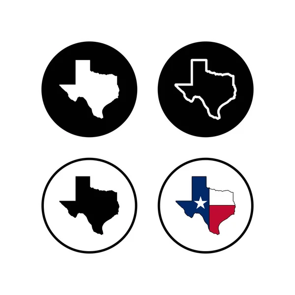 Texas Carte Icônes Ensemble Texas Icône Carte Texas Symbole — Image vectorielle