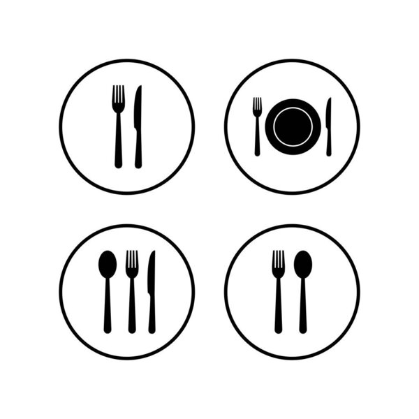 Иконки ресторана set.Fork, ложка, и значок ножа. икона еды. Ea
