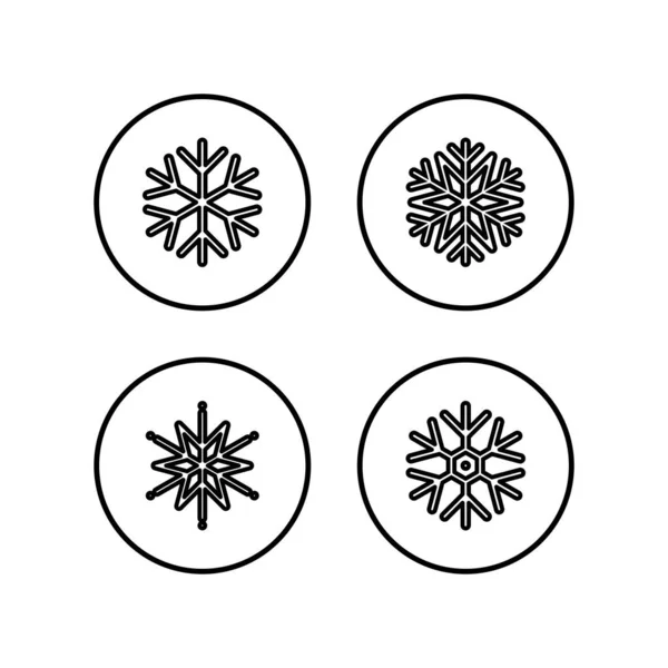 Sneeuwvlok Pictogrammen Ingesteld Sneeuw Icoon Vector Symbool Van Winter Bevroren — Stockvector