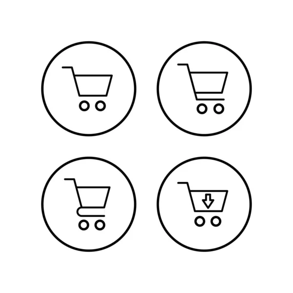 Alışveriş Ikonları Ayarlandı Alışveriş Arabası Ikonu Basket Ikonu Trol — Stok Vektör
