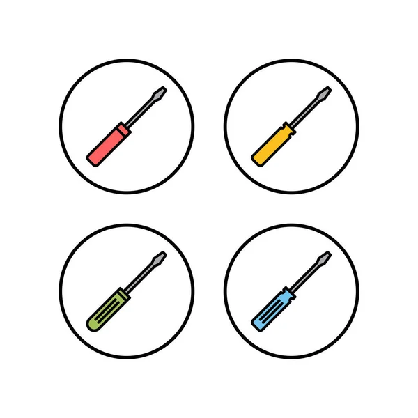 Schroevendraaierpictogrammen Ingesteld Schroevendraaiervector Ico — Stockvector