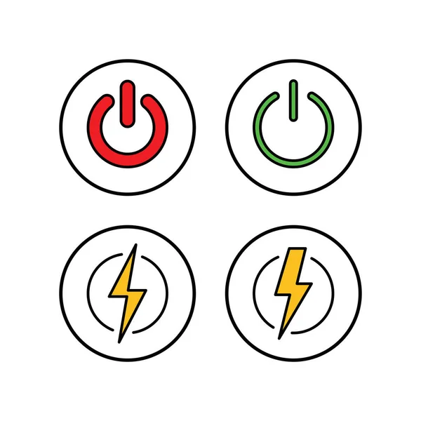 Conjunto Iconos Energía Icono Del Interruptor Alimentación Arranque Eléctrico Ico — Vector de stock