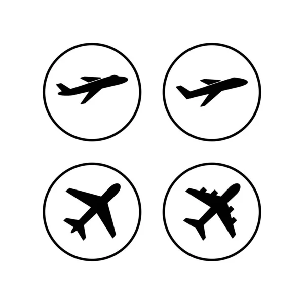 Ícones Avião Configurados Ícone Vetorial Avião Símbolo Transporte Aéreo Ilustração — Vetor de Stock