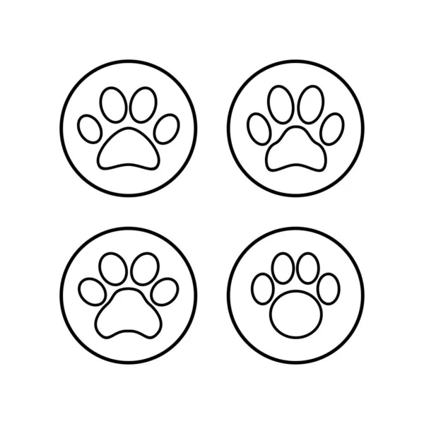 Ikony Tlapek Nastaveny Paw Print Ico — Stockový vektor