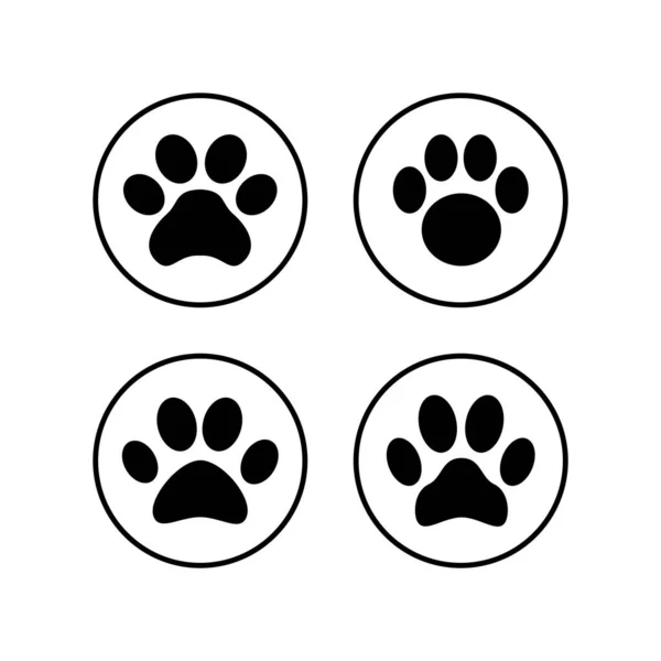 Ikony Tlapek Nastaveny Paw Print Ico — Stockový vektor