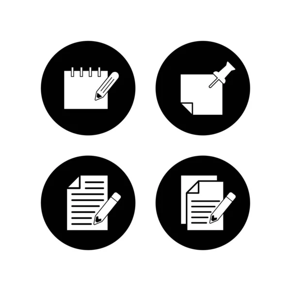 Notizsymbole Gesetzt Beachten Sie Symbolvektor Zeilensymbol Bearbeiten Dokumentenschreiben Inhaltsverzeichnis — Stockvektor