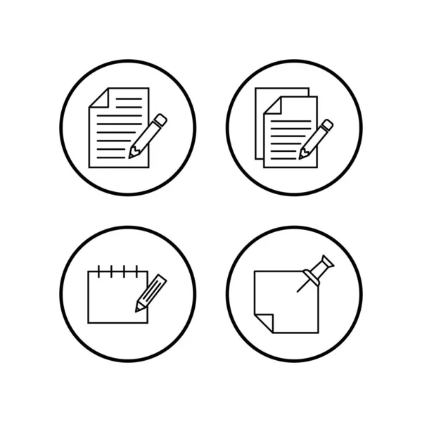 Remarque Icônes Réglées Prendre Note Icône Vecteur Modifier Icône Ligne — Image vectorielle