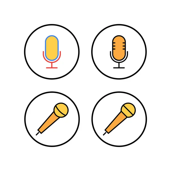 Microfoon Pictogrammen Ingesteld Mic Teken Karaoke Microfoon Icoon Uitzending Microfoon — Stockvector