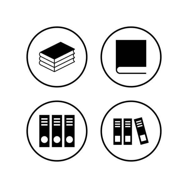 Könyvtári Ikonok Beállítva Könyv Ikon Vecto — Stock Vector