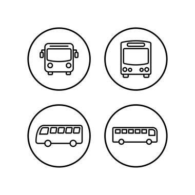 Otobüs simgeleri ayarlandı. Otobüs vektör simgesi. Toplu taşıma sembolü