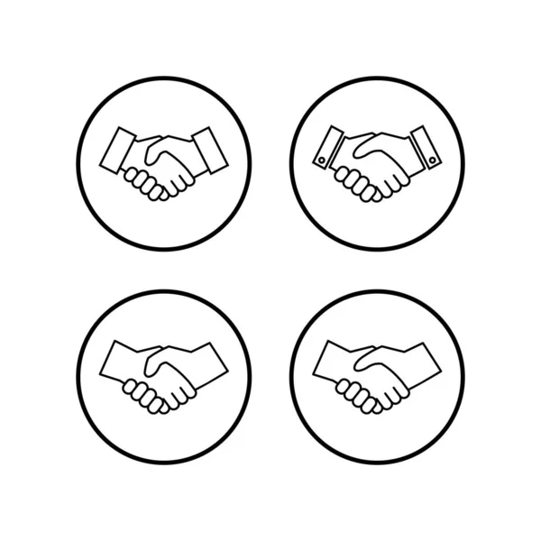 Handskaknings Ikoner Inställda Affärshandslag Avtal Lita Ikonen Vektor Överenskommet Partnerskapi — Stock vektor