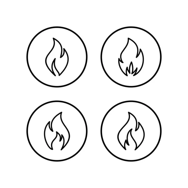 Ateş Simgeleri Ayarlandı Alev Simgesi Şablonunu Ateşle — Stok Vektör