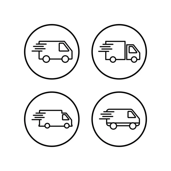 Icone Consegna Impostate Icona Consegna Veloce Spedizione Veloce Consegna Camion — Vettoriale Stock