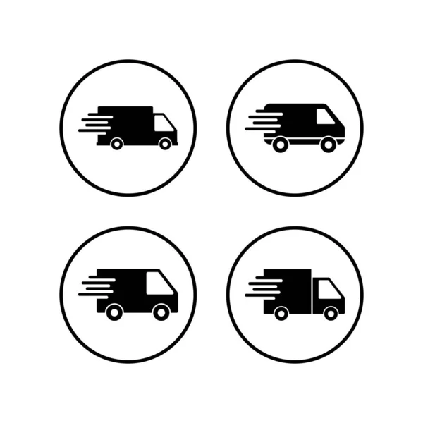 Icone Consegna Impostate Icona Consegna Veloce Spedizione Veloce Consegna Camion — Vettoriale Stock