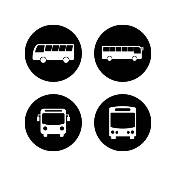 Icônes Bus Réglées Icône Vectorielle Bus Symbole Des Transports Publics — Image vectorielle