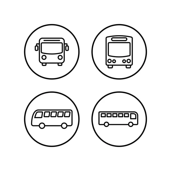 Ikony Autobusów Ustawione Ikona Wektora Autobusu Symbol Transportu Publicznego — Wektor stockowy