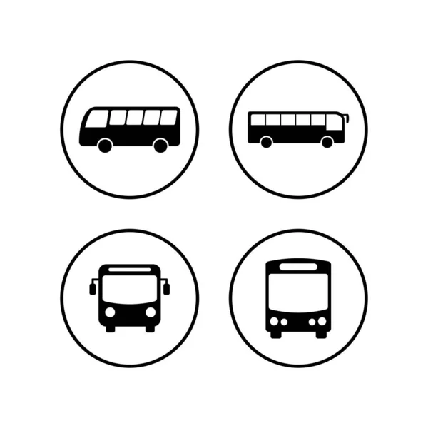 Ikony Autobusów Ustawione Ikona Wektora Autobusu Symbol Transportu Publicznego — Wektor stockowy