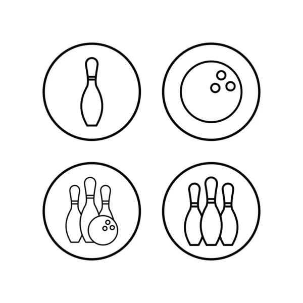 Gioco Bowling Pin Icons Set Icona Bowling Palla Greco — Vettoriale Stock