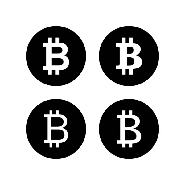 Conjunto Ícones Sinal Bitcoin Símbolo Criptomoeda Corrente Bloqueio Criptomoeda — Vetor de Stock