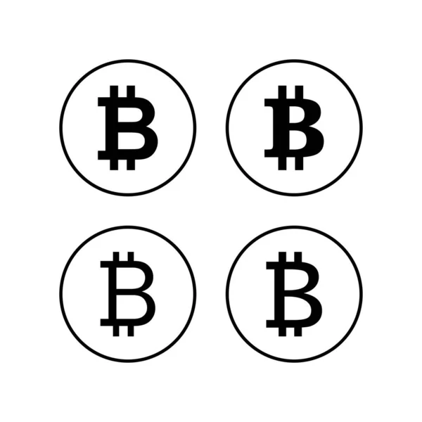 Conjunto Ícones Sinal Bitcoin Símbolo Criptomoeda Corrente Bloqueio Criptomoeda — Vetor de Stock