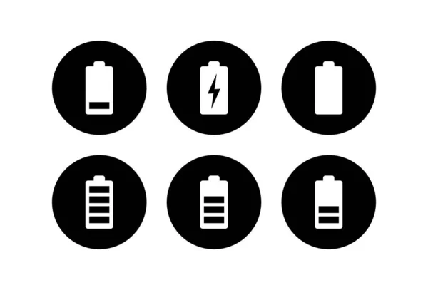 Set Icone Della Batteria Vettore Della Batteria Ico — Vettoriale Stock
