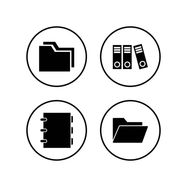 Symbole Für Archivordner Gesetzt Bindemittel Vektor — Stockvektor