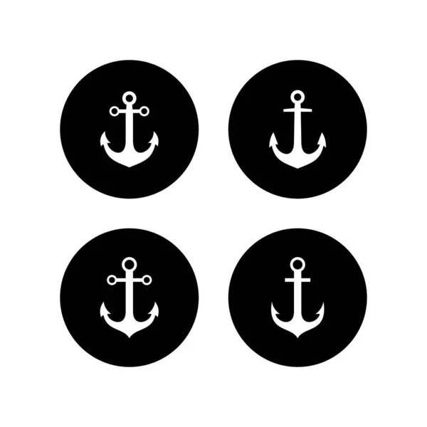 Icônes Ancrage Réglées Ancre Logo Symbole Ancre Icône Marine — Image vectorielle