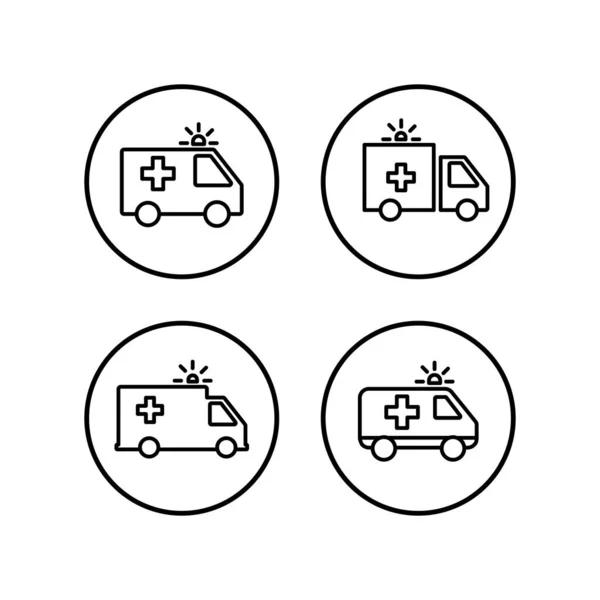 Ambulance Icons Gesetzt Krankenwagen Ikone Desig — Stockvektor