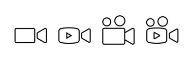 Video kamera simgeleri ayarlandı. Video kamera vektör simgesi. Kamera Simgeleri. Film tabelası. Sinema