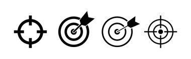 Hedef simgeleri ayarlandı. Hedef vektör simgesi. hedef simgesi. Pazarlama hedefi. Ai