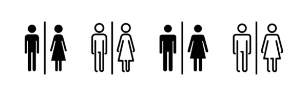 Toilet Iconen Ingesteld Toiletbord Man Vrouw Toilet Teken Vector Man — Stockvector