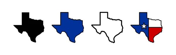 Texas Carte Icônes Ensemble Texas Icône Carte Texas Symbole — Image vectorielle