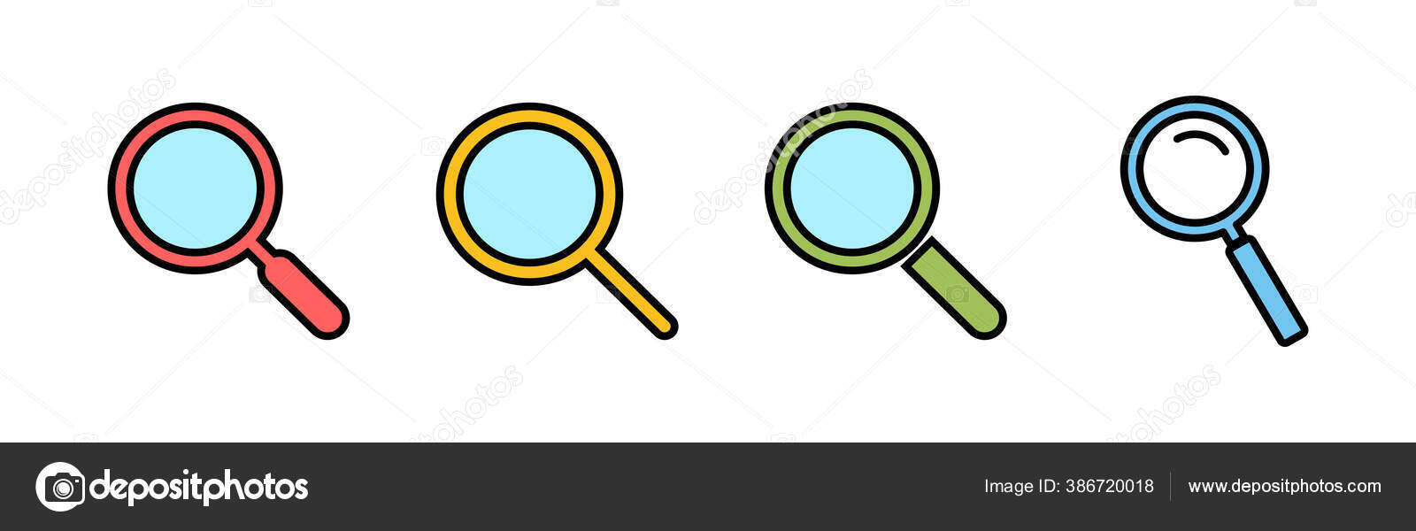 Set Ikon Pencarian Ikon Vektor Kaca Cari Ikon Kaca Pembesar Stok Vektor C Oliviart 386720018