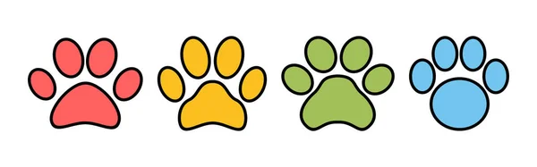 Paw Pictogrammen Ingesteld Paw Print Ico — Stockvector