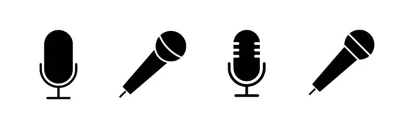 Microfoon Pictogrammen Ingesteld Mic Teken Karaoke Microfoon Icoon Uitzending Microfoon — Stockvector
