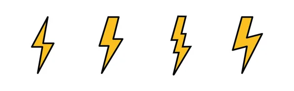 Icônes Foudre Réglées Vecteur Icône Boulon Énergie Tonnerre Ico Électrique — Image vectorielle