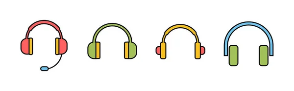 Kopfhörer Icons Gesetzt Kopfhörer Vektorsymbol Rufen Sie Uns Kontakt — Stockvektor