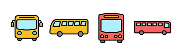 Ícones Ônibus Configurados Ícone Vetor Ônibus Símbolo Dos Transportes Públicos —  Vetores de Stock