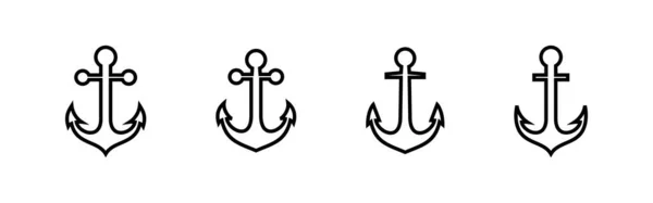 Ikony Kotwicy Ustawione Logo Symbolu Kotwicy Ikona Kotwicy Morskiej — Wektor stockowy