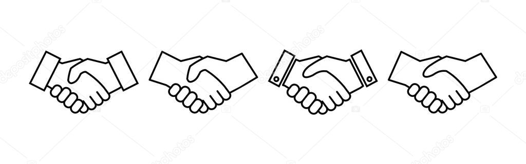 Handshake icons set. Business handshake. contract agreement. Trust icon vector. Deal. Done. partnership ico