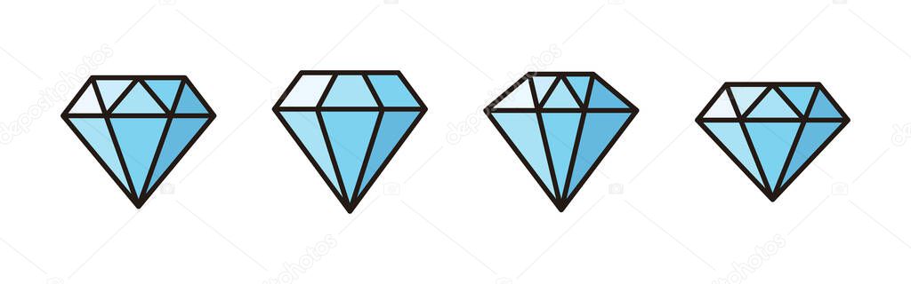 Diamond icons set. Diamond vector icon. Gemstone symbo