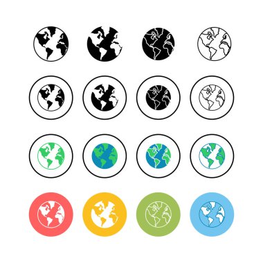 Dünya haritası simgeleri kümesi. Dünya simge vektosu