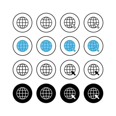 Web simgeleri kümesi. Web sitesi vektör simgesi. İnternet dünyası vektosu