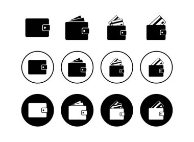 Cüzdan Simgeleri seti. Para cüzdanı ico