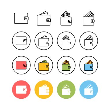 Cüzdan Simgeleri seti. Para cüzdanı ico