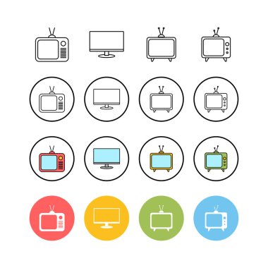 Bir dizi TV vektör simgesi. Tv ico