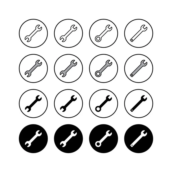 Set Wrench Icons Wrench Vector Icon Spanner Symbo — Stock Vector