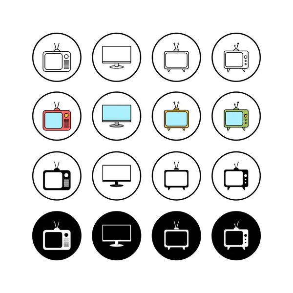 Set Vector Icons Television Ico — Stock Vector