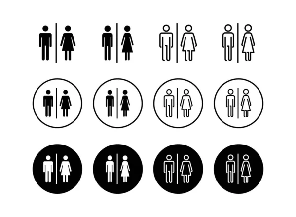一套厕所图标 厕所的标志 男厕和女厕标志向量 男性和女性Ico — 图库矢量图片