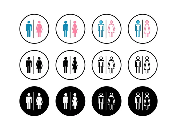 Ensemble Icônes Toilettes Panneau Toilettes Vecteur Signe Toilettes Homme Femme — Image vectorielle